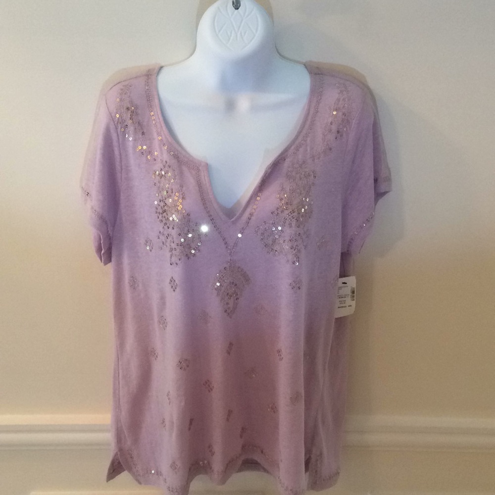 NWT Saks Fifth Avenue lavender embellished top